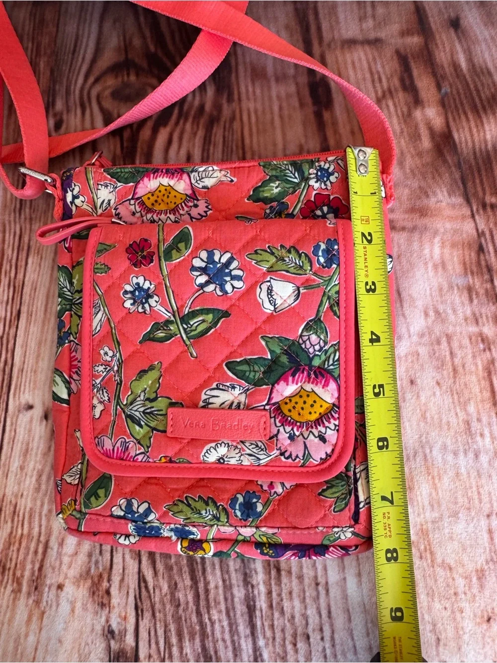 Vera Bradley Carson Mini Hobo Crossbody Shoulder Bag Coral Floral